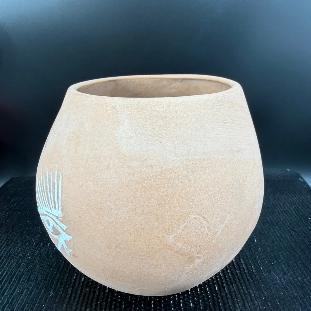 Niko Studio Pottery Terracotta Eye Planter Pink White Succulent Pot Handmade 4in